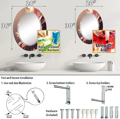 Miniatura 4 de DesignQ IV - Espejo abstracto de hojas rosas y doradas, espejo de tocador, espejos de baño, espejos de pared para sala de estar, dormitorio, espejo