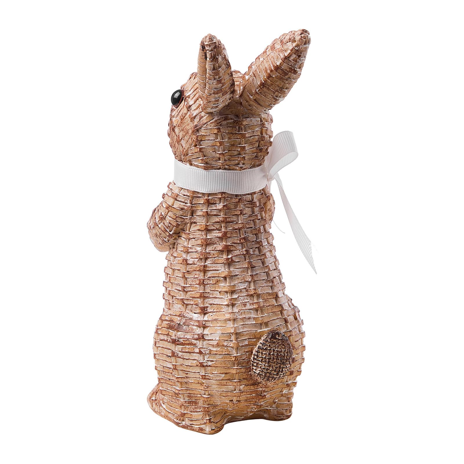 Rattan-Kaninchen-Schleife, Kunstharz-Ornamente für Zuhause, Hof, Rasen, Tischplatte und Osterdekoration, um die Osteratmosphäre zu verbessern, bevorzugte Ostergeschenke (20,6 cm braune