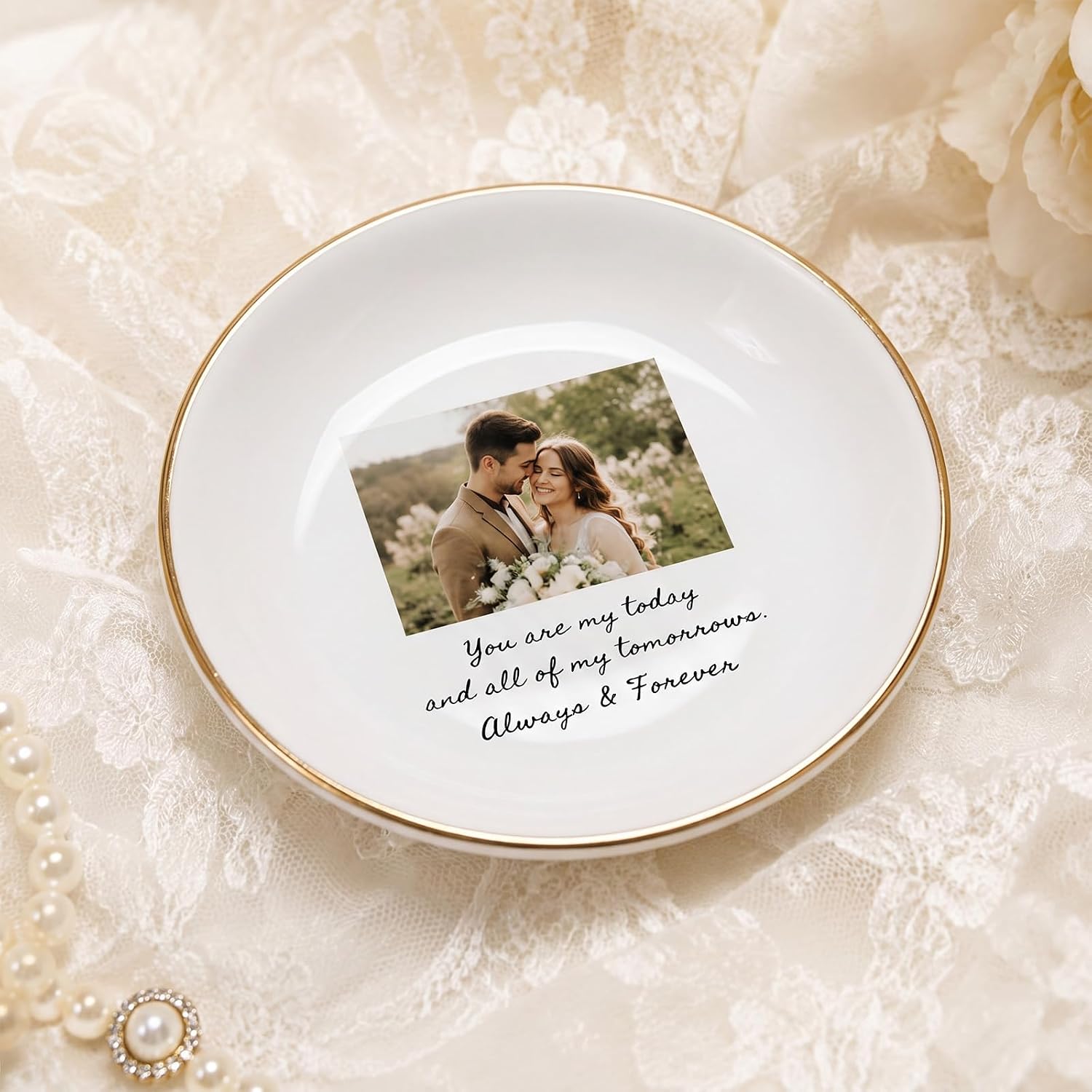Mifoci 6 Pcs Sublimation Ceramic Jewelry Dish 3.5 Inch White Blank Trinket Dish Bulk for Heat Transfer Tray DIY Decorative Ring Tray for Women Mom Grandma Birthday Wedding Christmas(Round)