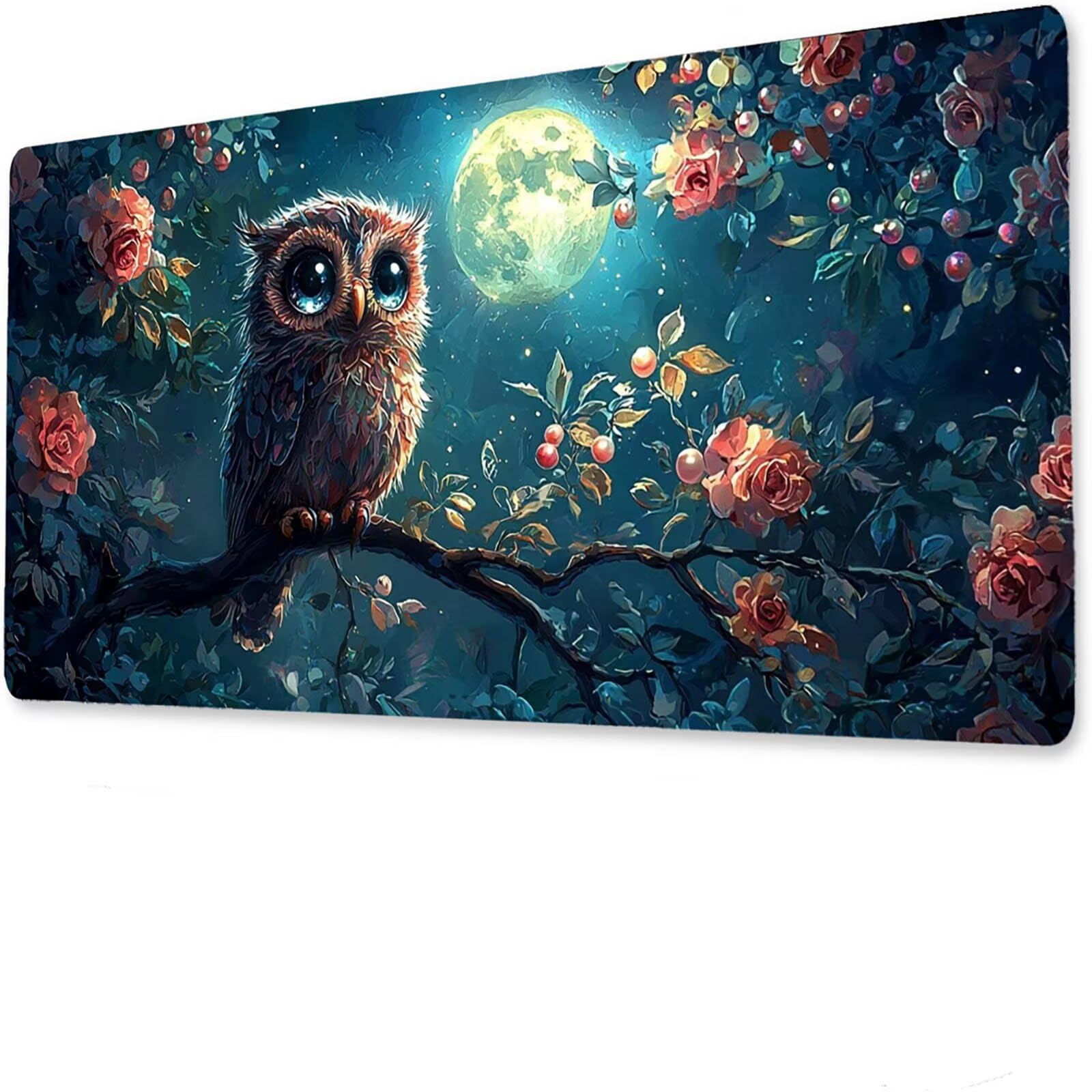 Podkładka pod mysz sowa matowa, podkładka pod mysz do gier XXL 1200 x 600 x 5 mm, podkładka na biurko dla graczy, bardzo duża bezszwowa mata na stół dla graczy, antypoślizgowa podstawa, fabryczna