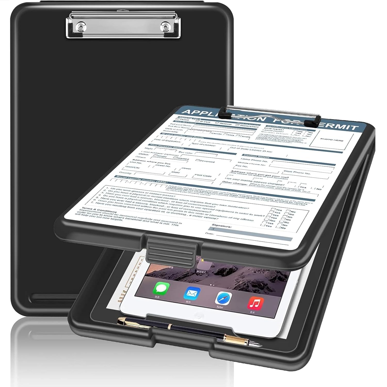 A4 Writing Pad for Students with Storage Box, BPA FreeClipboard Writing Pad, Exam Pad & Exam Board, File Holder for Documents, Clipboard with Storage for School, Office & Board Exam Kit