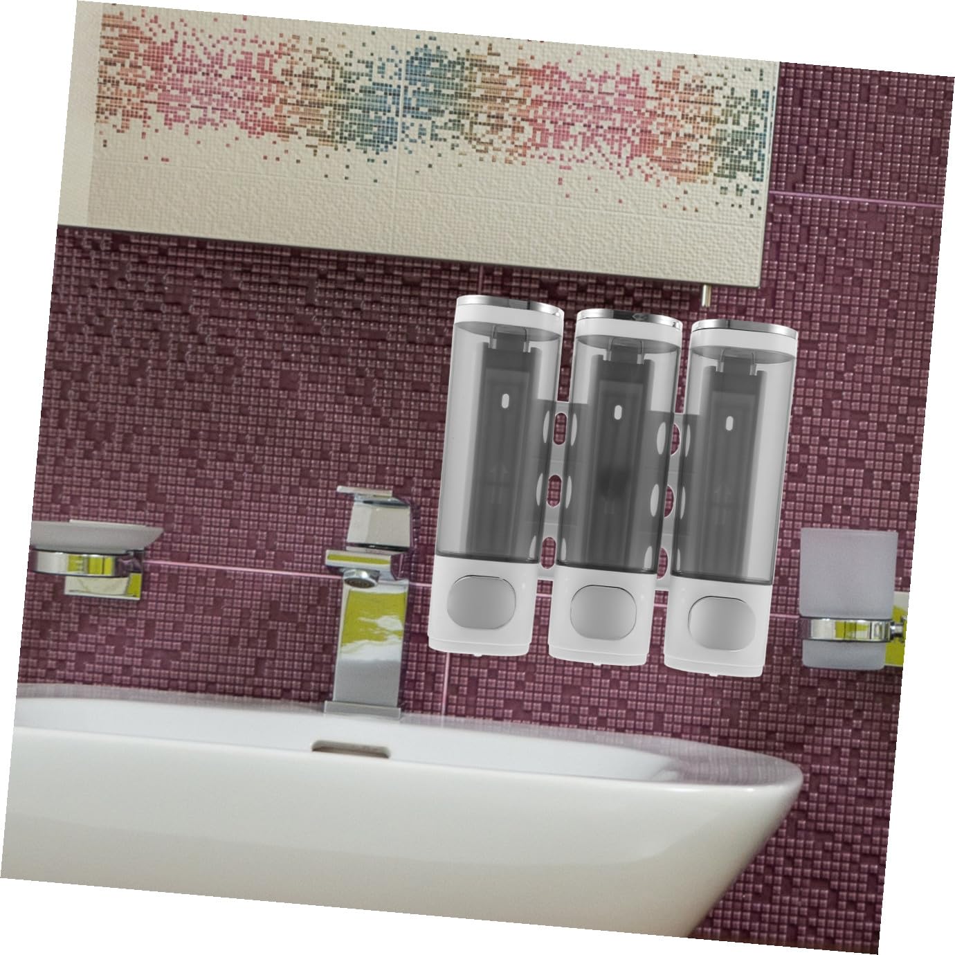Alipis Distributore Di A 3 Scomparti Manuale Da Parete Per Shampoo E Sapone