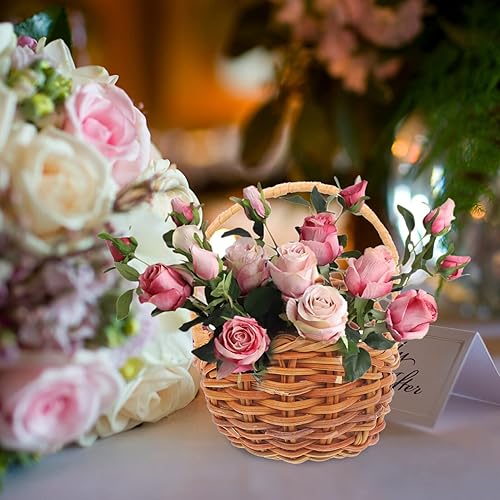 Miniatura 2 de Alipis Cesta para casa de muñecas, 4 unidades, mini cesta tejida en miniatura, cesta de flores para casa de muñecas, cesta de sauce, caja de