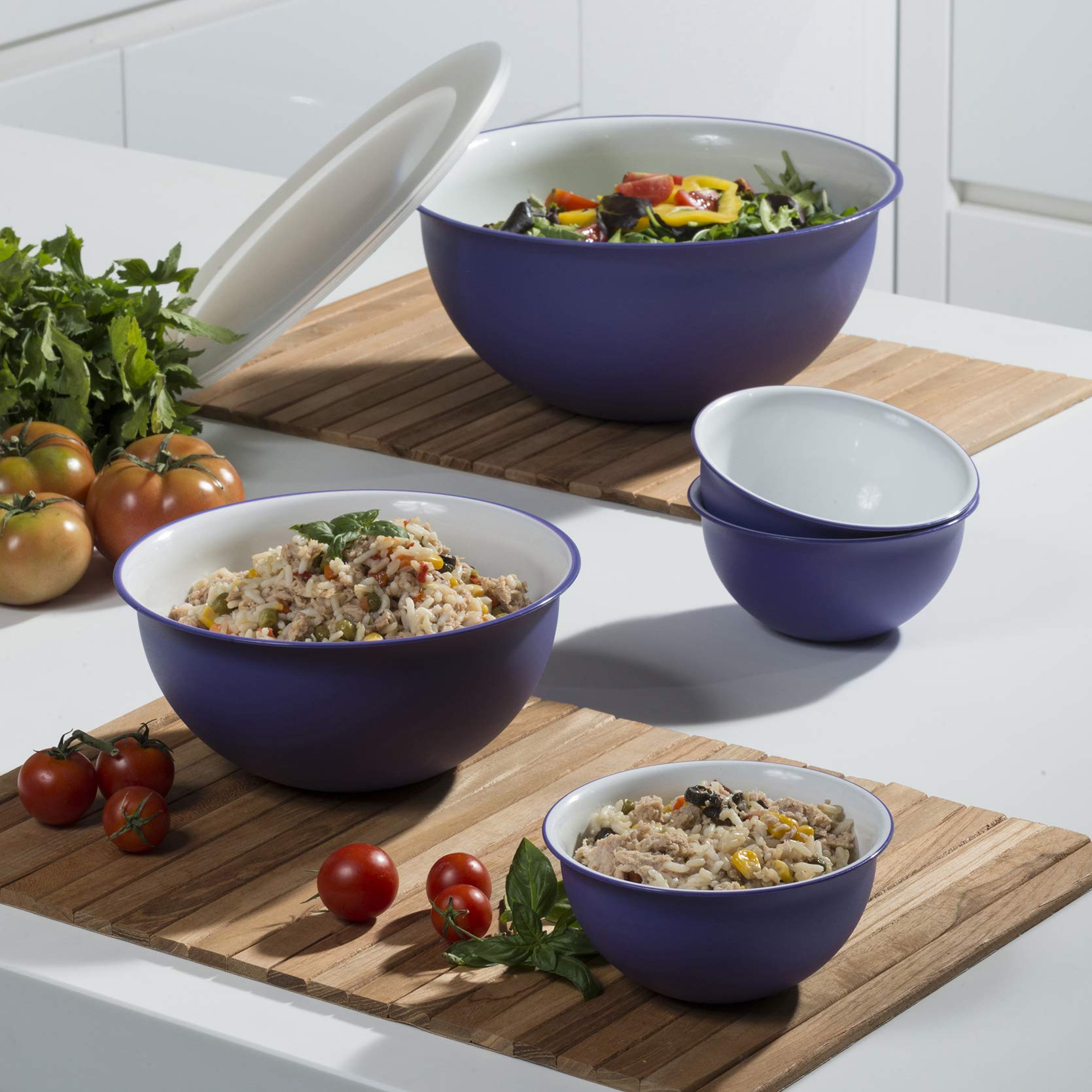 OMADA Design - 3 cuencos antibacterianos de 1,5 l, de plástico, irrompibles, lavables en lavavajillas, fabricado en Italia, línea Sanaliving