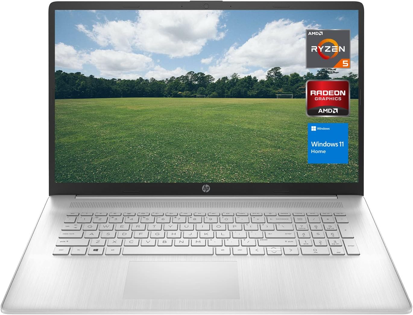 HP Laptop, 17.3" Non-Touch 60Hz Full HD (1920x1080), AMD Ryzen 5 5500U, 32GB RAM, 1TB PCIe SSD, AMD Radeon, HDMI, Webcam, WiFi, Bluetooth, Windows 11 Home, Natural Silver