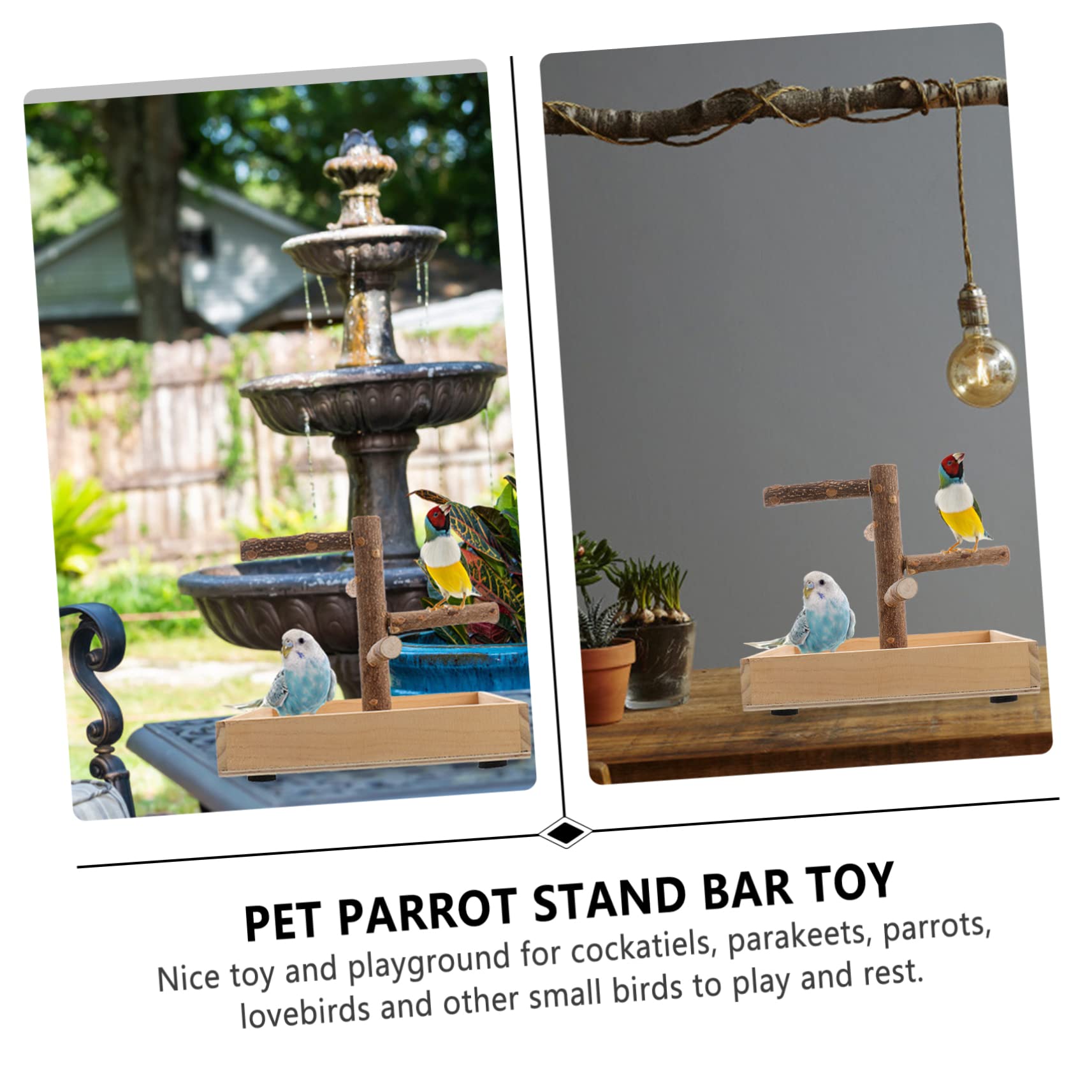Toddmomy Soporte para Perchas De Pájaros De Madera, De Juego para Pájaros Pequeño, Entrenamiento Portátil para Loros, Soporte De Juego Seguro para Agapornis y Periquitos