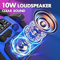 Vista 5 de Radio de trabajo para exteriores con altavoz Bluetooth inalámbrico, 30 W IPX 66 resistente al agua FM Radio, portátil con luces LED, radios