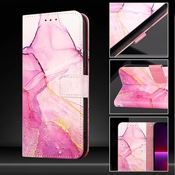 Compatible Sony Xperia 10 VI Case Notebook Type SO-52D/SOG11 Cover for Sony Xperia 10 VI Cover Wallet Type Stylish Marble Pattern Stand Function Mobile Cover Shoulder Cross Crossbody Strap Length