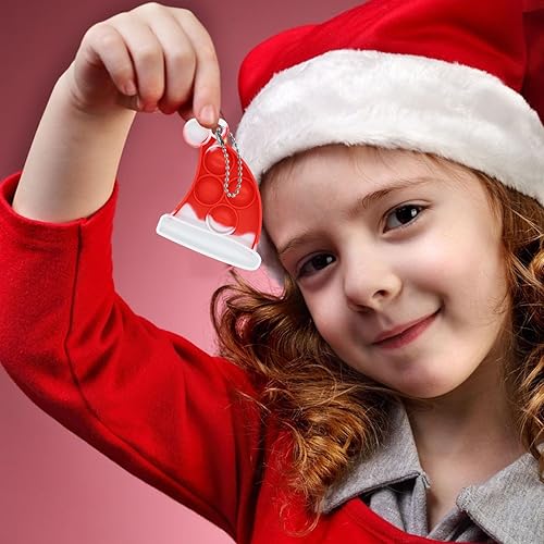 Miniatura 7 de 24 piezas de juguete para ansiedad de Navidad, llavero de burbujas para presionar, llavero de escritorio, llavero para aliviar la ansiedad y el
