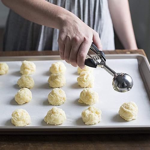 Miniatura 8 de Cuchara de helado de acero inoxidable para hornear con liberación de gatillo de 1.969 in, cuchara de melón anticongelante para masa, galletas,