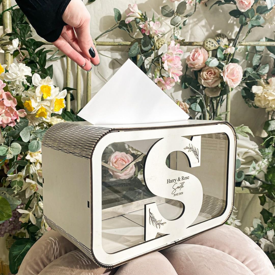 Caja de madera para Tarjetas de Boda personalizada - Caja de Tarjeta de Boda Buzón de Sobres - Caja de Madera para Sobres de Boda