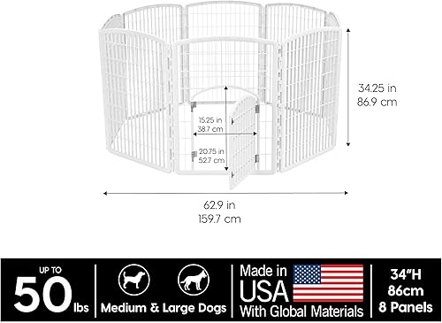 Miniatura 2 de IRIS - Corralito de 34 pulgadas para ejercicio para mascotas, de 8 paneles