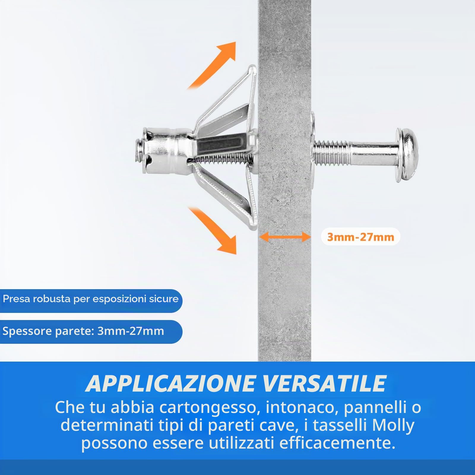 Pinza, Pistola Per Tasselli Metallici, Kit di pinza e 40 Tasselli Di Ancoraggio Resistenti Per Cartongesso Pareti Cave