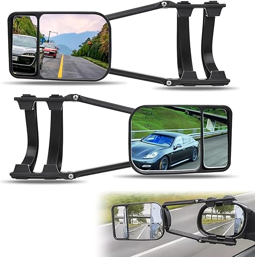 Miniatura 1 de 2 espejos retrovisores de tracción para automóvil, rotación de 360 grados, doble visión ajustable, espejos de remolque universales, para automóvil y