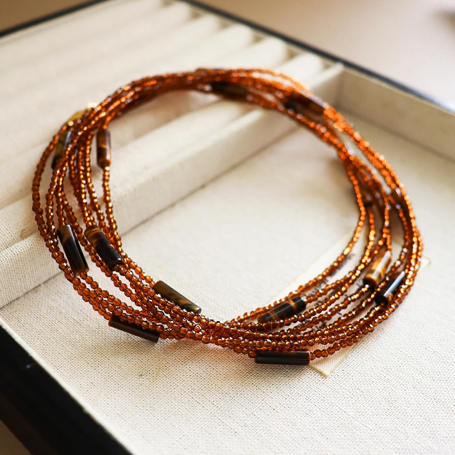 Long Necklaces for Women Pearl Tiger Eye Natural Stone Beads Necklace Boho Fashion Accessories Layered Beaded Chains with Pendant 35” to 100” - Image 7