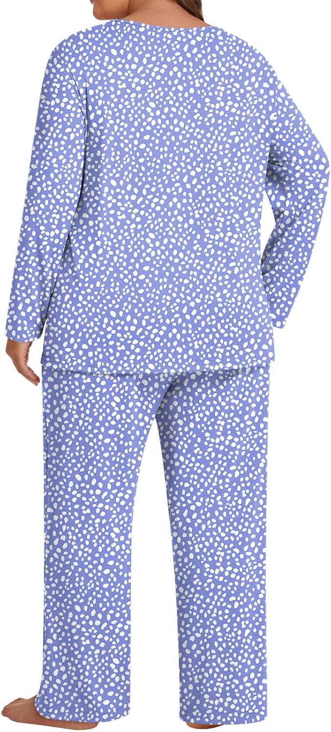 HOTGIFT Plus Size Womens Pajamas Set 2 Piece Pjs Loungewear Long Sleeve Sleepwear with Pockets Fall & Winter L-4XL - Image 4