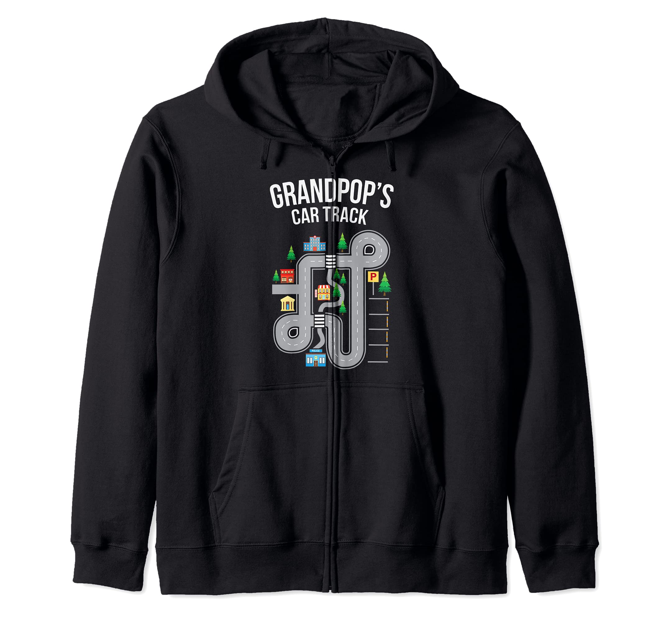 grandpop Car Track Playground Zip Hoodie, Black, S