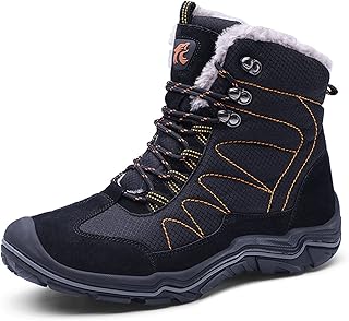 Mens Snow Boots Mens Winter Snow Boots Waterproof Boots Warm Lined Ankle Boots High top plush edge Outdoor Boots for Hiking Walking Climbing Traveling