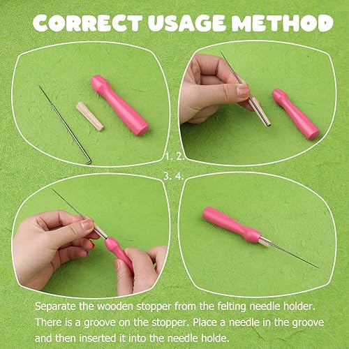 Miniatura 4 de WONVOC Agujas de fieltro de aguja, agujas de fieltro triangulares de 4 tamaños, juego de 80 agujas de fieltro, suministros de fieltro de aguja,
