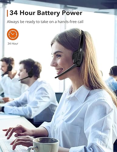 Miniatura 8 de TaoTronics Auriculares Bluetooth de camionero con micrófono, auriculares de teléfono celular inalámbrico Cancelación de ruido Cancelación de ruido,