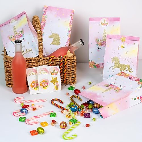 Miniatura 5 de DECORLIFE 24 bolsas de unicornio para fiesta, bolsas de regalo de unicornio para fiesta de cumpleaños de niñas, perfectas para niñas, niños,