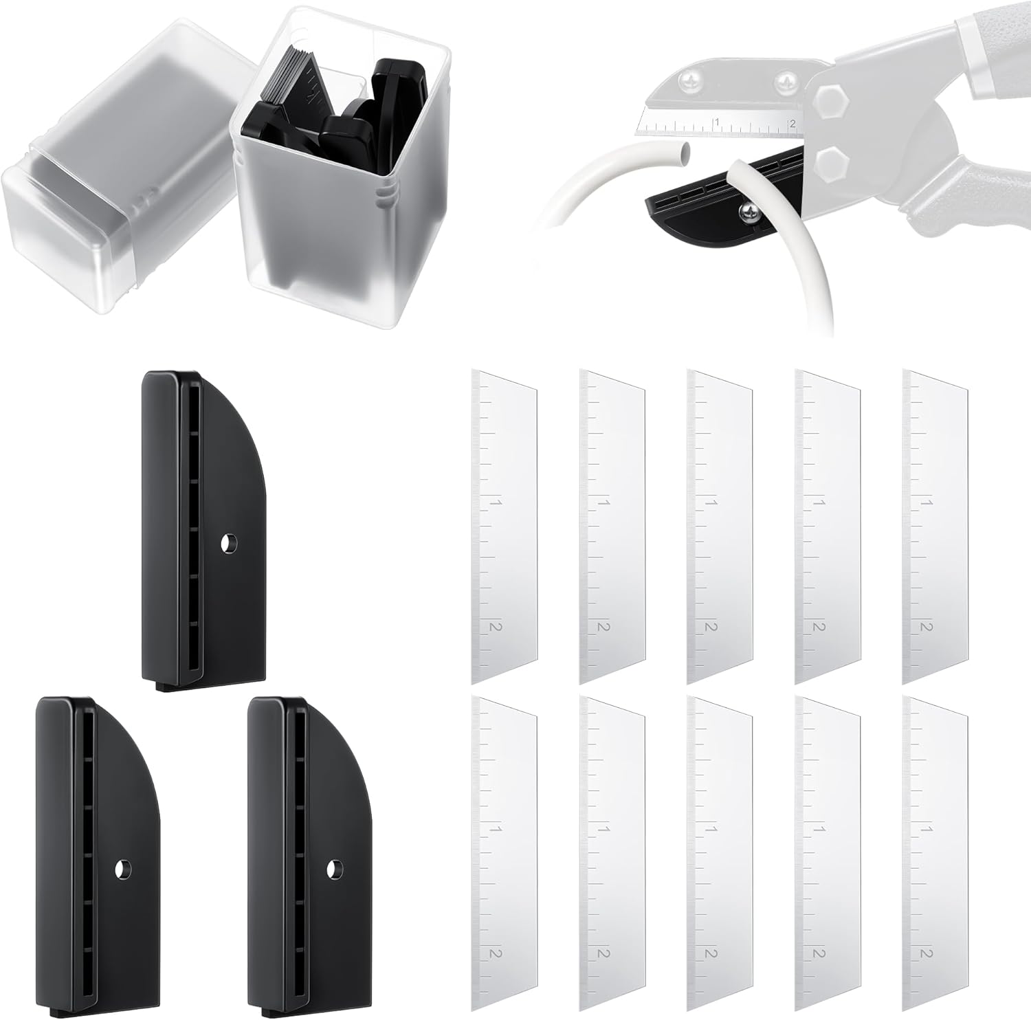 Feekoon 2-1/2" Replacement (10) Blades & (3) Anvils & (2) Storage Boxes, Cutting Tool Compatible with Craftsman Ronan Handi-Cut 301/330/37310/37300/37250
