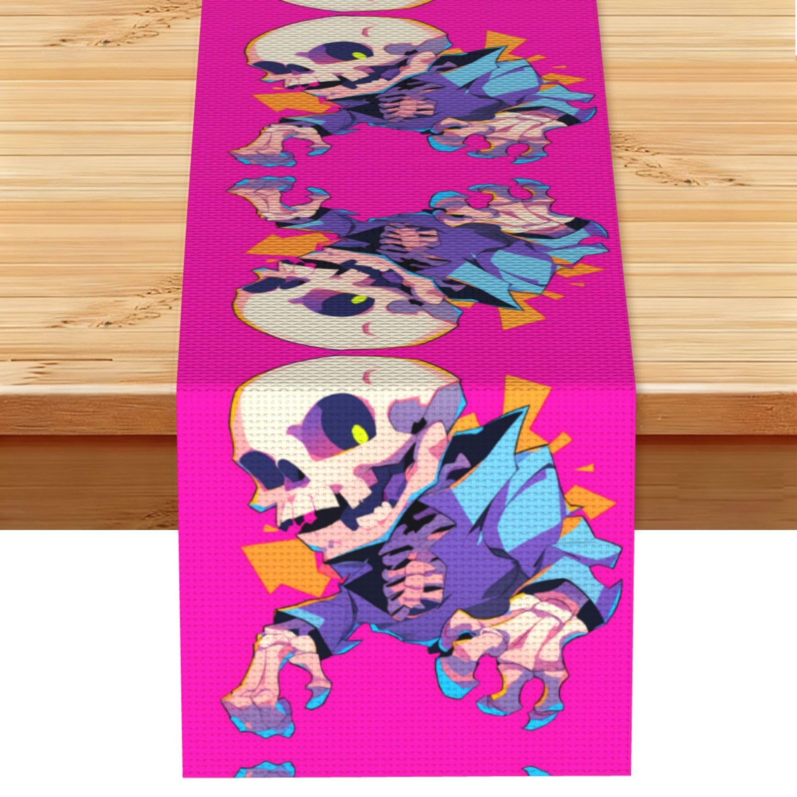 Funny Skeleton Linen Feel Table Runner Wedding Party Home Decoration
