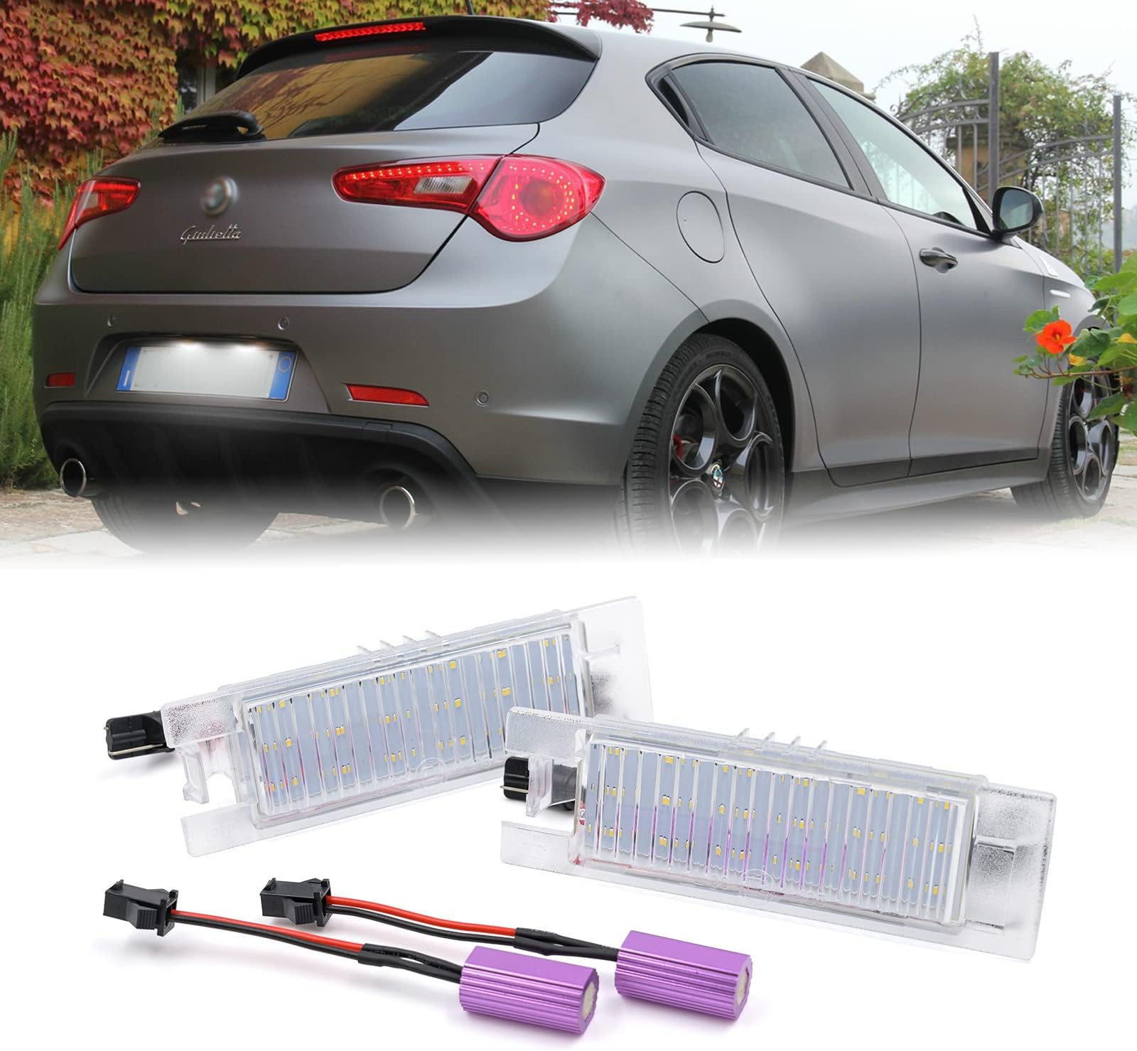 LED License Plate Lights for Alfa Romeo 147 156 159 166 Brera Giulietta Mito GT Spider 6000K White Canbus Error Free Led Rear Tag Lamps