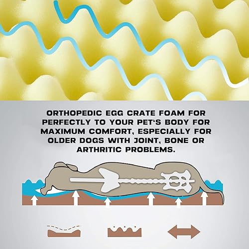 Miniatura 3 de JOYELF Alfombrillas grandes para cama para perros, cama ortopédica para perros, alfombrilla de espuma para jaula de huevos con funda lavable,