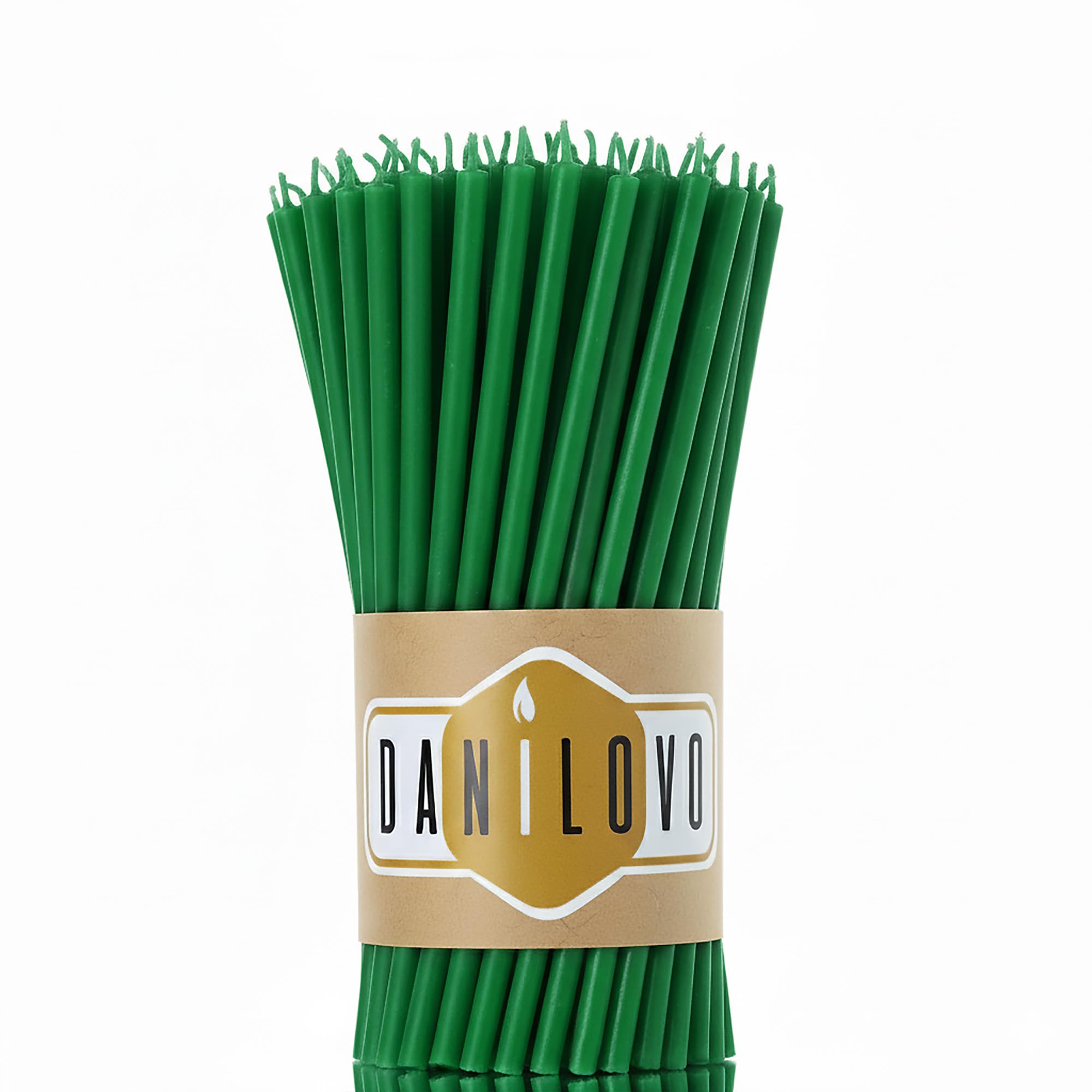 Danilovo Thin Taper Beeswax Candles - Honey-Scented, Decorative Candles Ideal for Birthday Decoration or Church Prayers - Green Drip Free, Tall & Smokeless Pack of 50 pcs, 16 x 0,55 cm