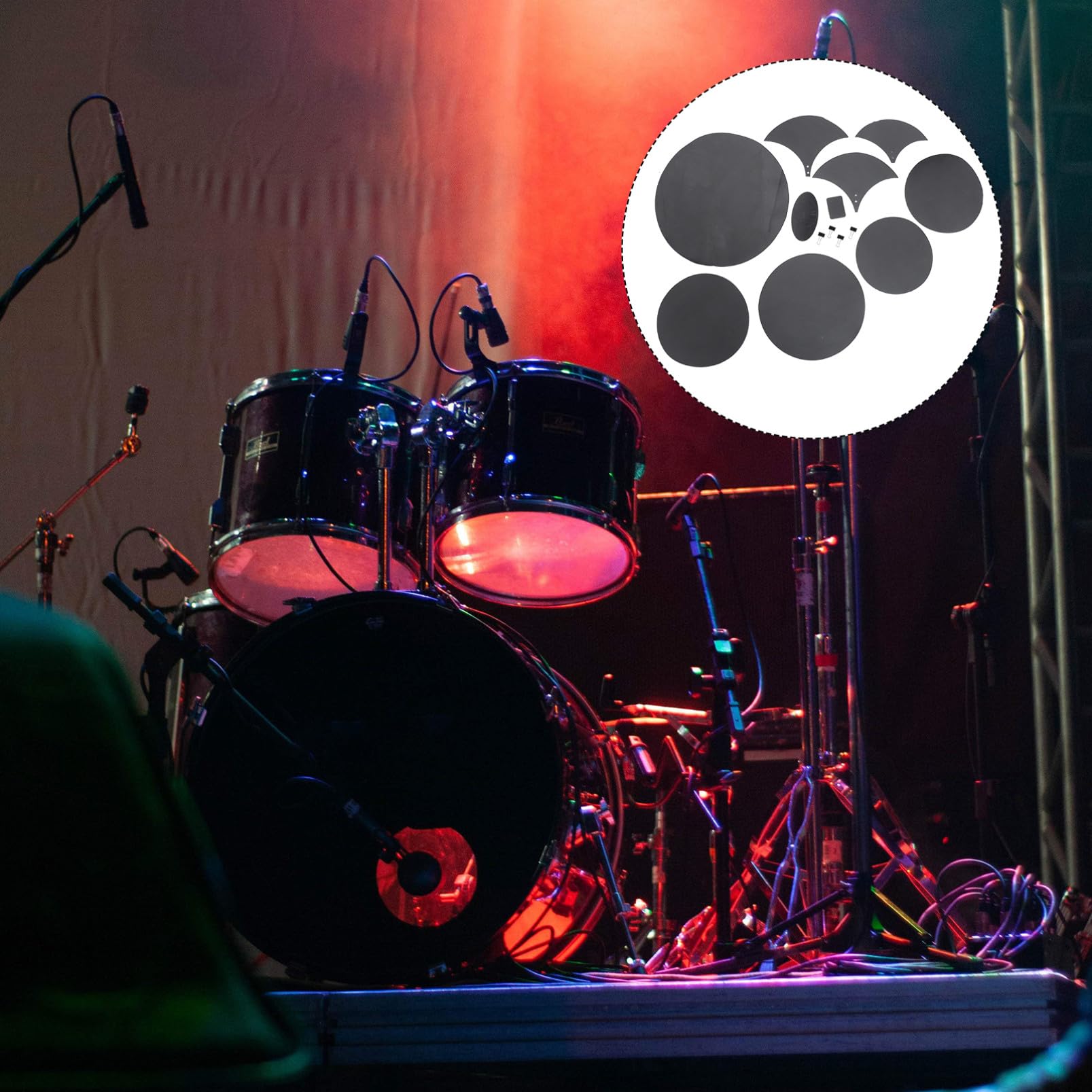 ibasenice Silent Drum Pad Kit 14-teilig Schlagzeugdämpfer Schlagzeug-dämpfer-pads Schlagzeugdämpfungspads Selbstklebende Rückseite für Schlagzeug und Becken