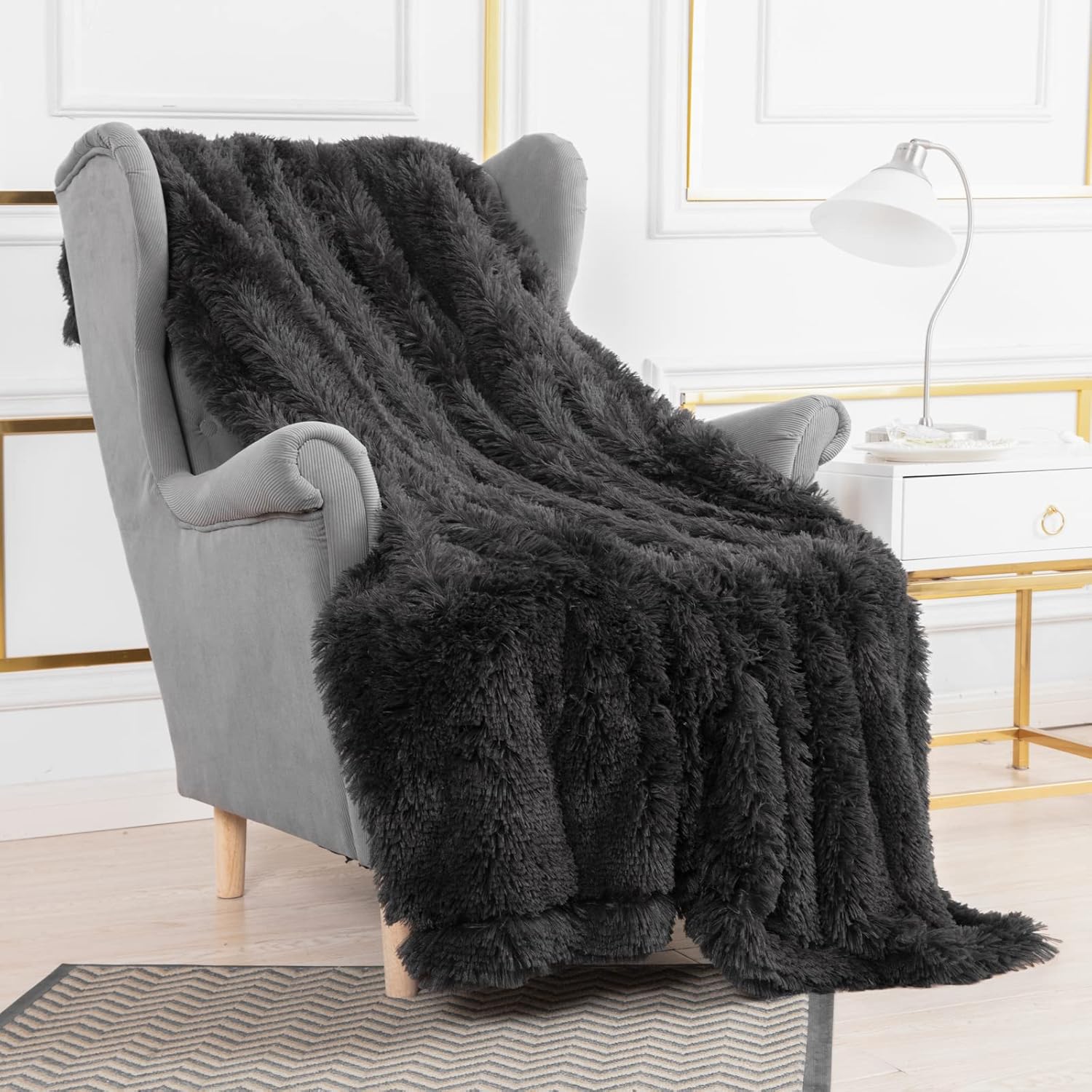 YUSOKI Long Faux Fur Throw Blanket for Sofa Couch,2 Layers,2.1lb,All Ages,Home Decoration, (Morel,50" x 60") - Image 6