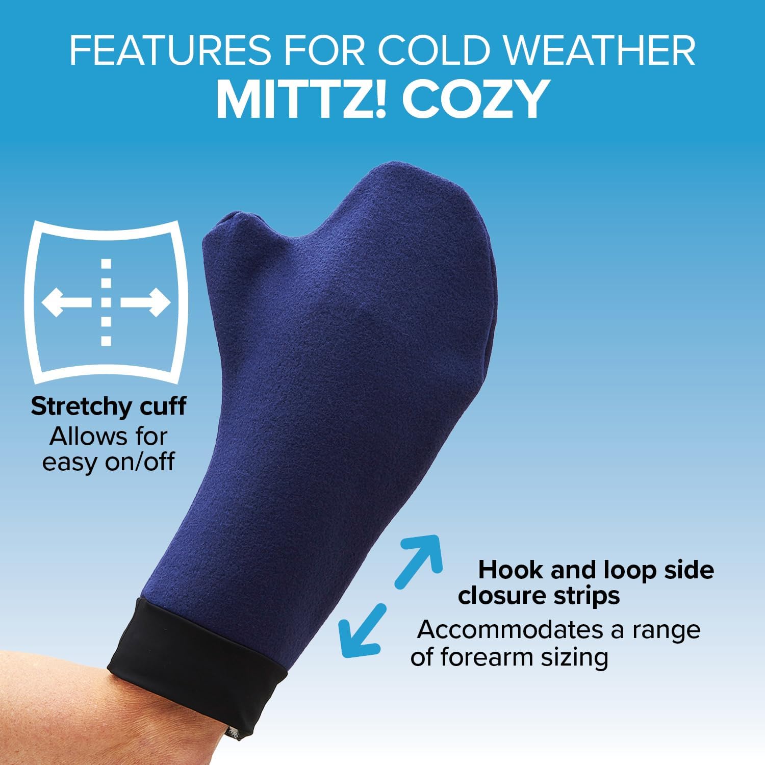 CastCoverz! Designer Cold Weather Fleece Hand Cast Cover - Navy - Medium: 14" Length X up to 11 1/2" Circumference - Made in USA
