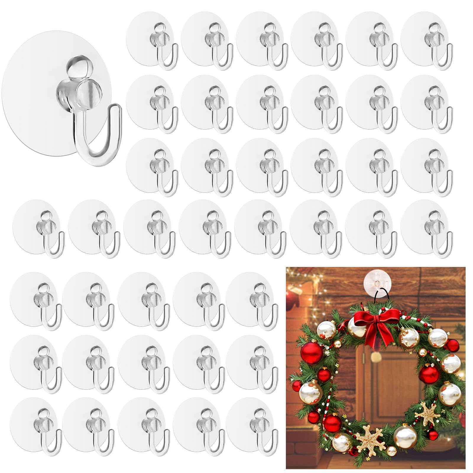 Set 42 Ganci A Ventosa Trasparenti In Acciaio Inox 40 Mm – Per Finestre, Piastrelle, Vetro – Forti E Riutilizzabili Per Casa E Ufficio - 2