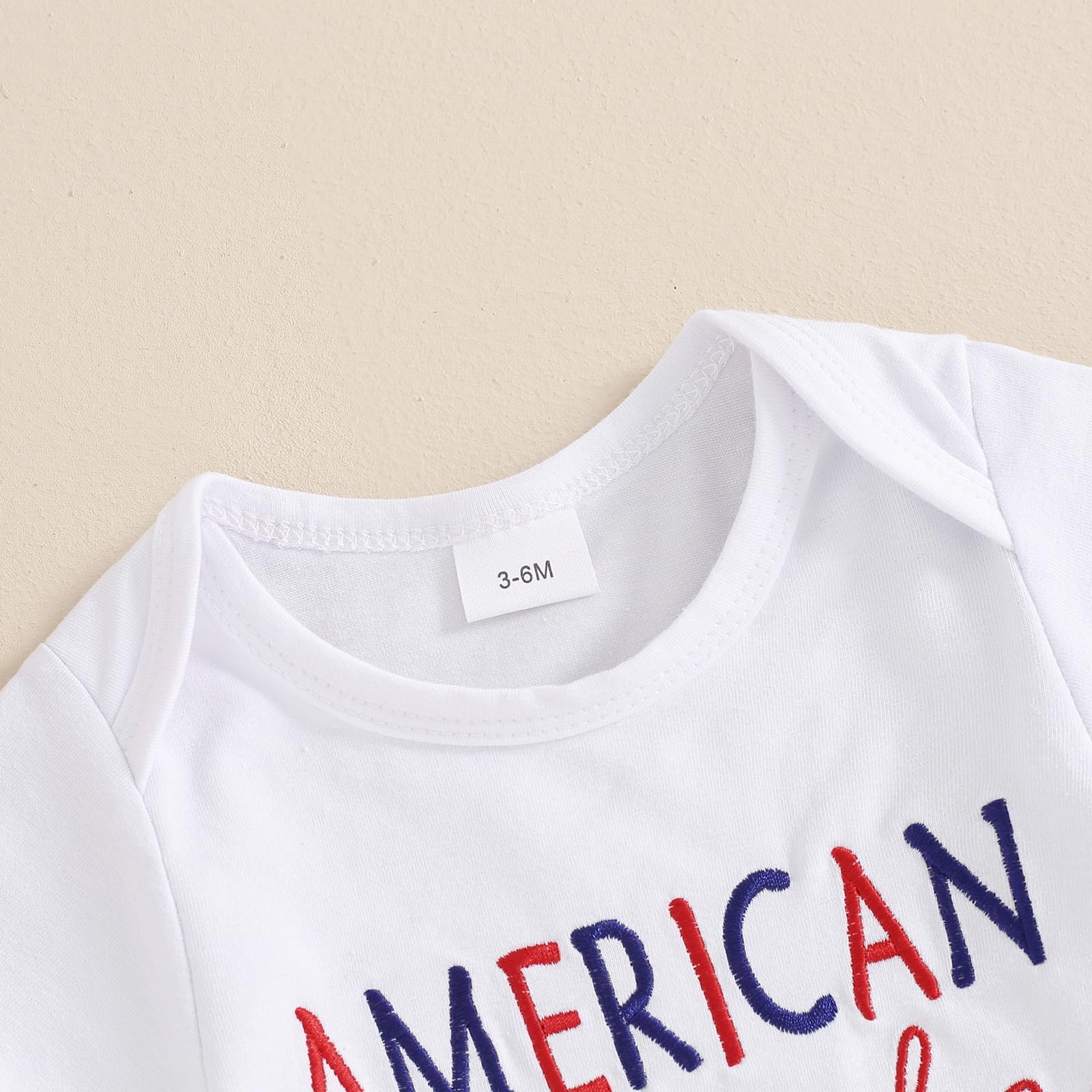 Ayalinggo Newborn 4th Of July Outfit Boy Girl Embroidered American Baby Rompers Top Red Blue Pants Set Preemie Fourth July Clothes (AMERICAN BOY, 0-3 Months)
