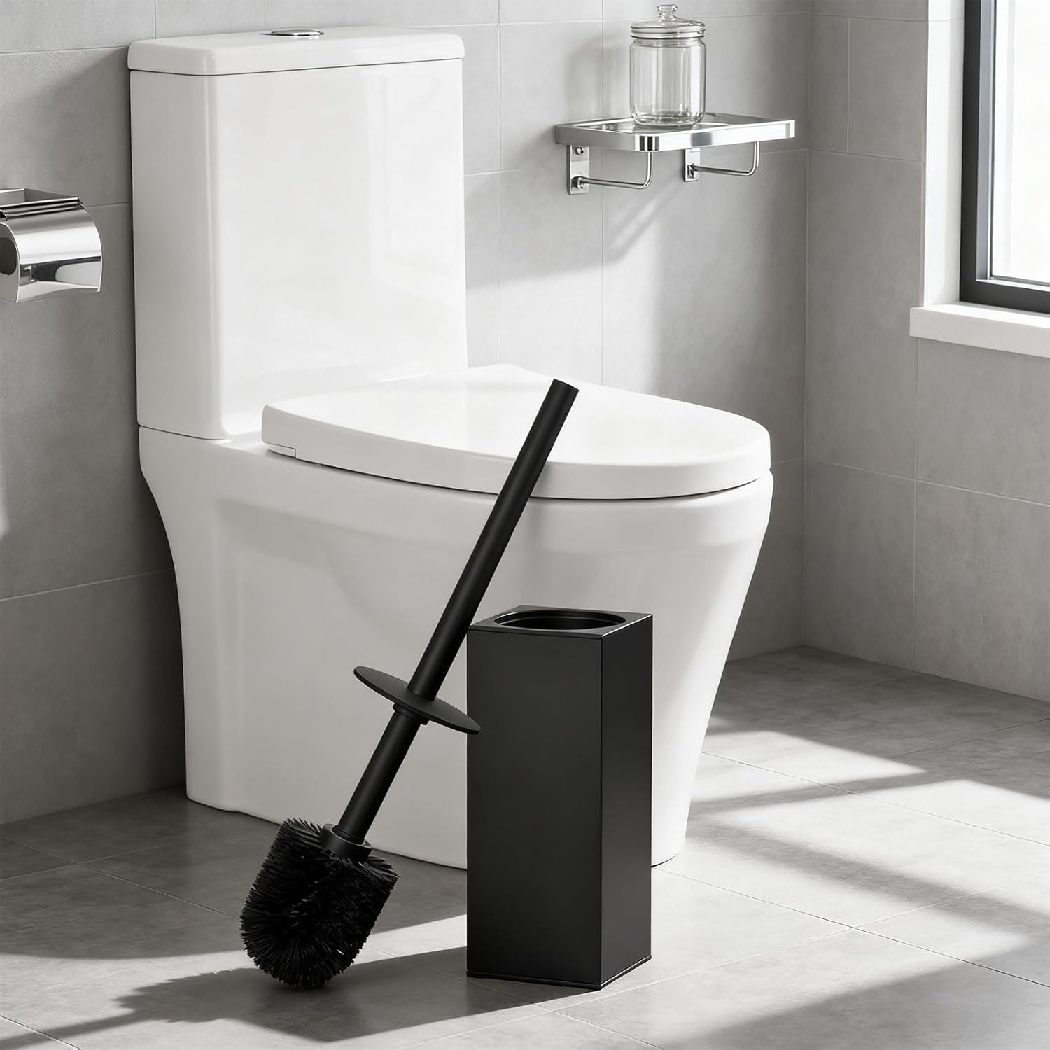Freestandin Toilet Bowl Brush and Holder Stainless Steel Soft Bristles Toilets Brushes and Holder Easily