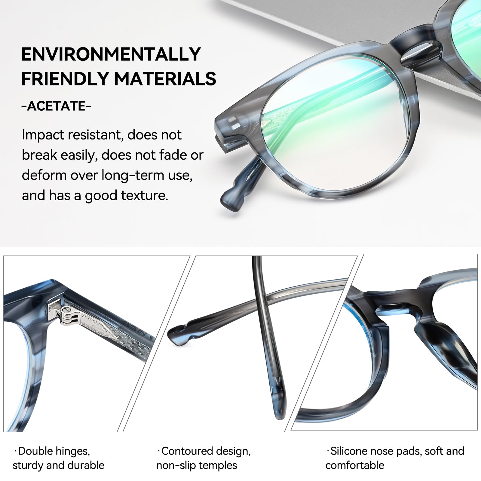 Dollger Lunettes anti-lumière bleue pour homme et femme, lunettes d'ordinateur anti-reflets avec verres AC, lunettes rondes tendance rétro unisexe