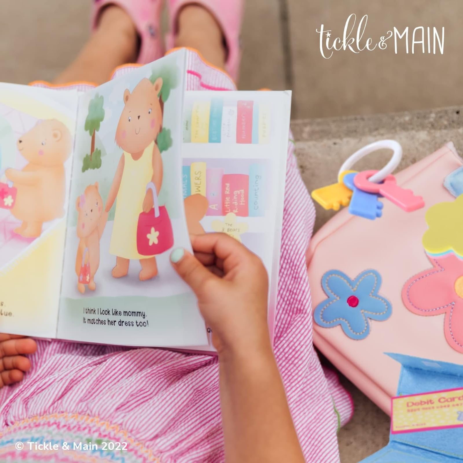 My Beary First Purse Playset - Bolso para bebé niña, 9 piezas, piel sintética, rosa a partir de 1 año, libro de cuentos y accesorios para juegos imaginativos, regalo de cumpleaños para 6