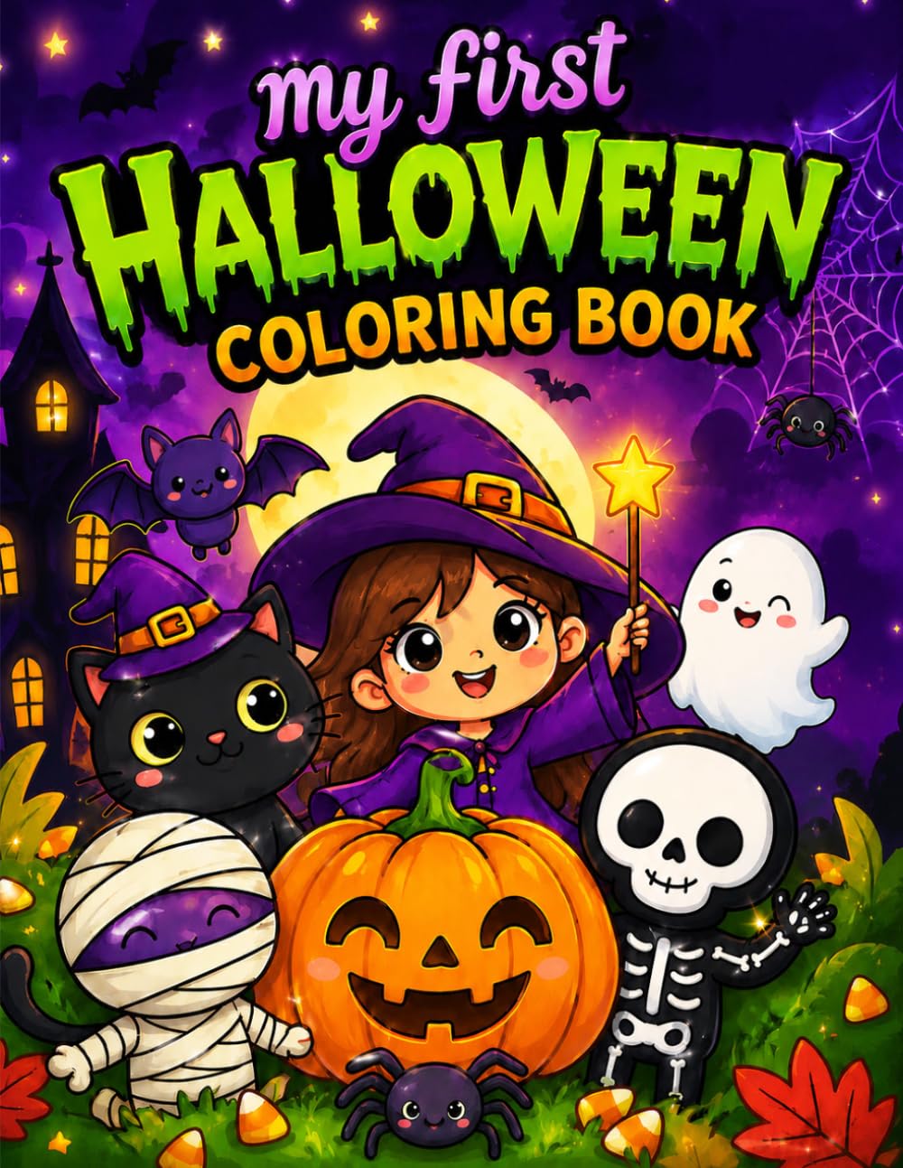 My First Halloween Coloring Book: Easy & Spooky Halloween Coloring Pages for Toddlers with Cute Monsters, Witches, Bats, Pumpkins, Ghosts, and More for Little Hands Ages 2–5
