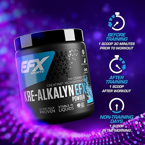Miniatura 7 de Nuevo EFX Kre-Alkalyn  Monohidrato de creatina correcto de pH  Fórmula patentada gana fuerza desarrolla músculo y mejora el rendimiento  Blue Frost