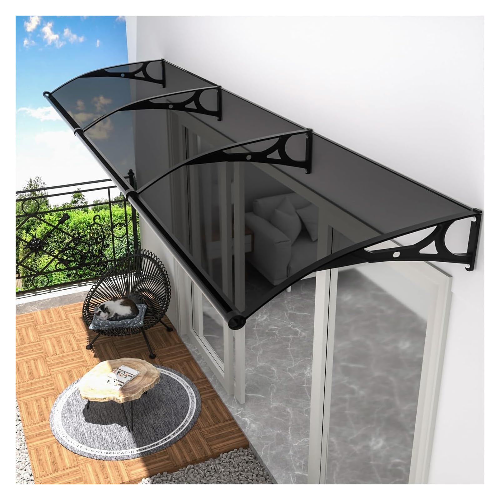 Toldo de policarbonato para puerta exterior 150x140 parasol entrada