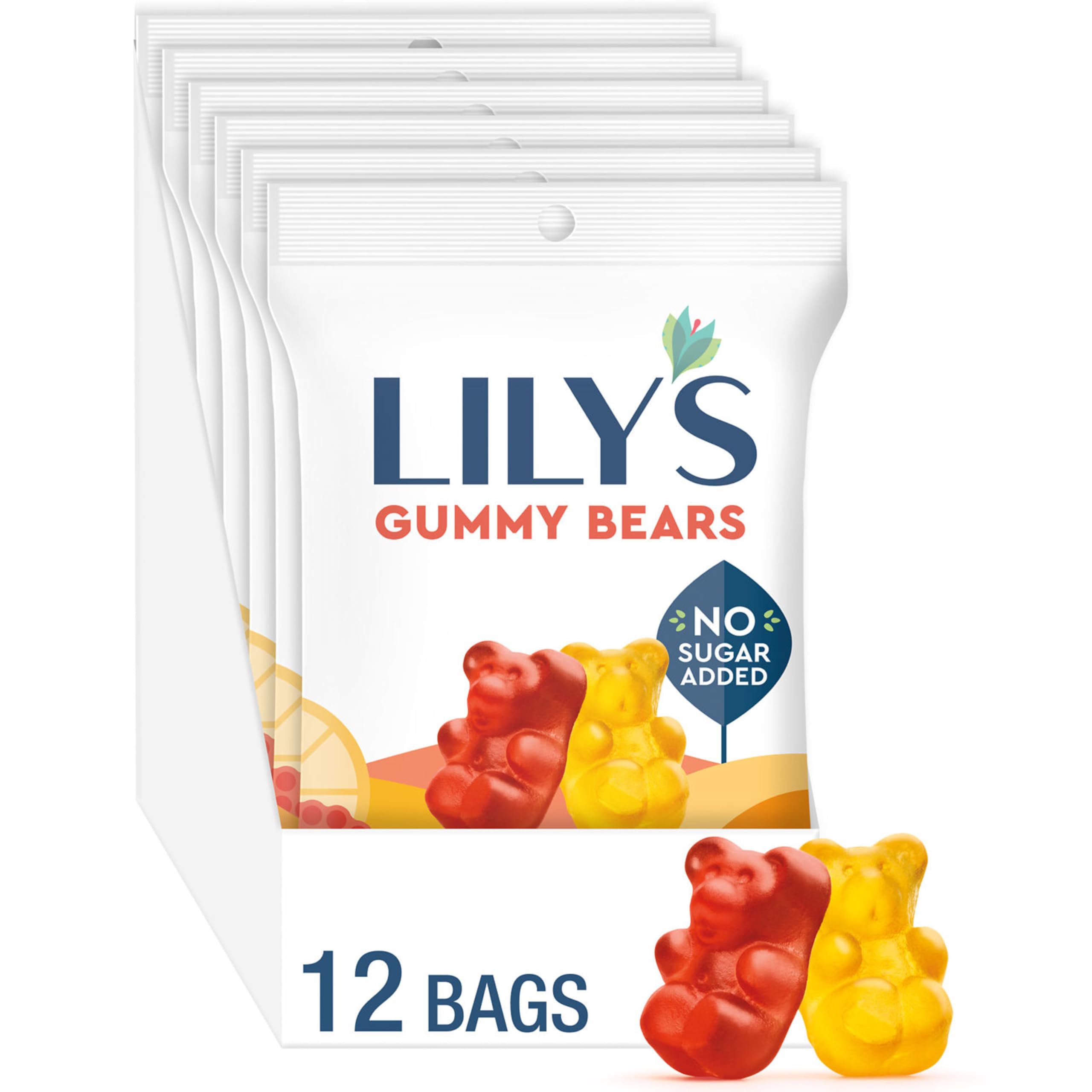 Assorted Fruit Flavored No Sugar Added, Gummy Bears Bags, 1.8 oz (12 Count)