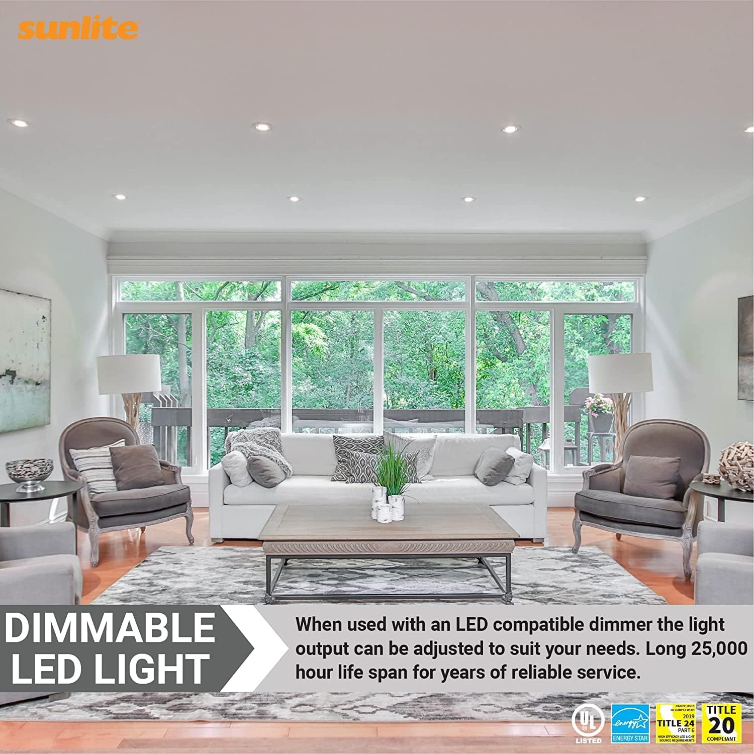 Sunlite 87933 LED PAR20 Long Neck Spotlight Bulb, 8 Watt (50W Halogen EQ), 500 Lm, 40° Flood Beam, Medium E26 Base, 90 CRI, Dimmable, Title-20/24/CEC Compliant, UL Listed, 5000K Daylight, 1 Count