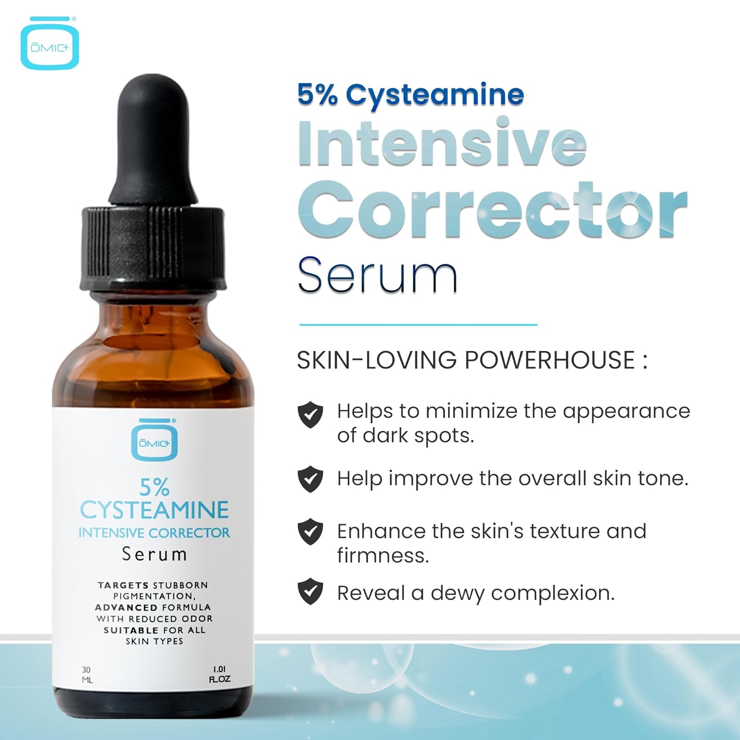 OMIC+ 5% Cysteamine Intensive Corrector Serum - 1 Fl Oz / 30ml - Targets Stubborn Pigmentation, Uneven Skin Tone, Brightening & Firming Antioxidant Formula – Suitable for All Skin Types - Image 7