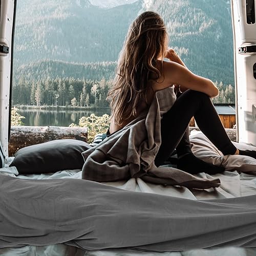 Miniatura 7 de Luxshiny Saco de dormir ligero y cálido con forma de sobre de forro polar para adultos, interior y exterior, camping, senderismo, suave y acogedor,