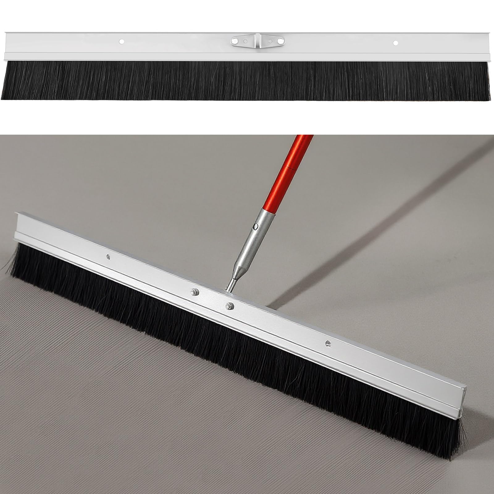 Hushee 48 inch Aluminum Backed Concrete Broom, Polypropylene Fibers
