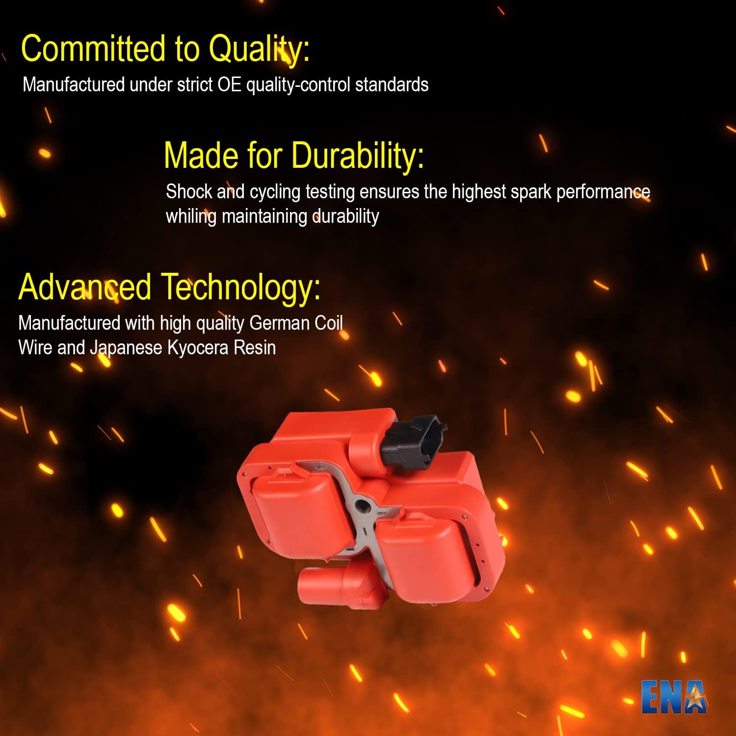 ENA Set of 6 Red Ignition Coil with 12 Iridium Spark Plug and Wire Set Compatible with Mercedes-Benz Crossfire C240 C280 C320 CLK320 E320 ML320 ML350 SLK320 Replacement for 0001587303 UF359