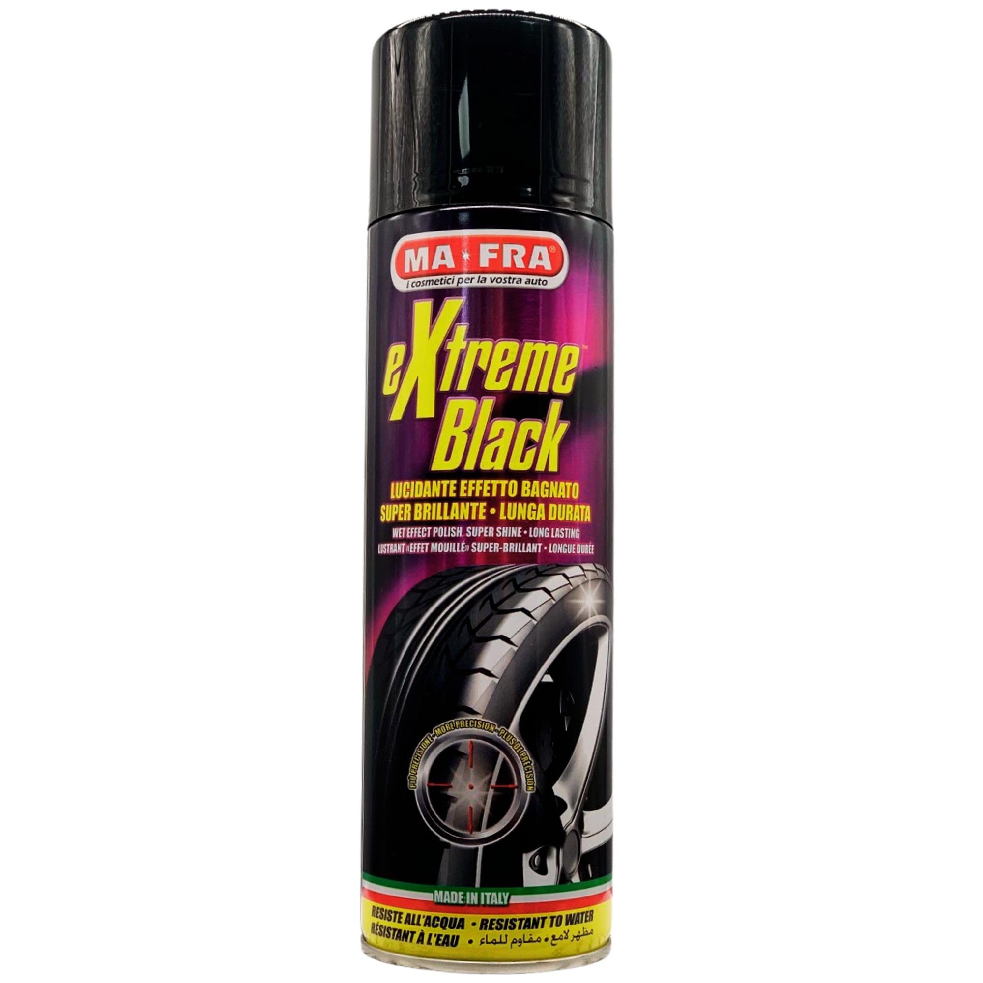 FEI FAN Lucidante Effetto Bagnato per Gomme Extreme Black Super Brillante, Lunga Durata e Resistente all'Acqua. Nero Estremo per Le Gomme 500ml (2 Spray)