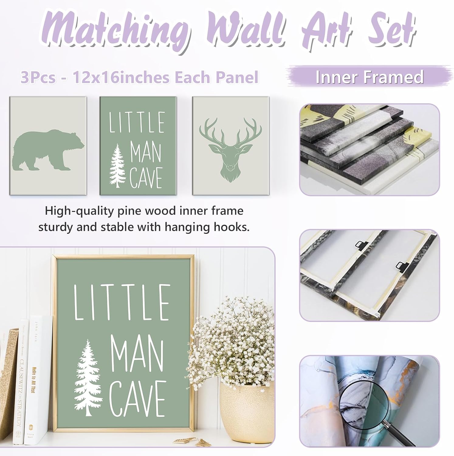 Custom Baby Girl Crib Bedding Set 3 Pcs, Mini Green Woodland Crib Bedding Set for Boys, Ultra Soft Double Layer Blanket & Girl Crib Sheets, Personalized Gift for Newborn Infant Toddler Nursery