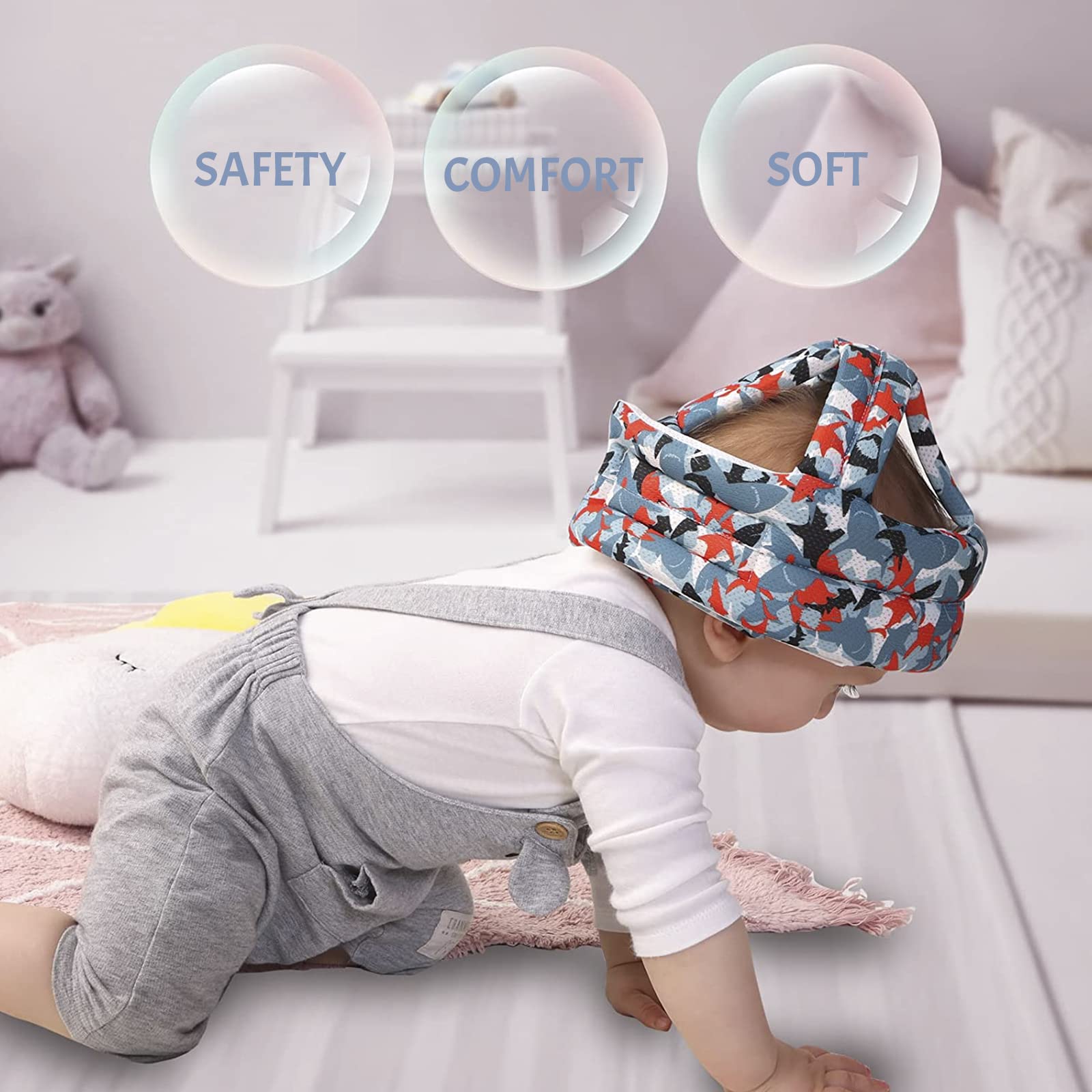 Toddler Baby Safety Hat Infant Crawling Helmet Anti-Collision Protective Hat Adjustable Headguard Hat for Baby Boys Girls Learn to Walk (Style #10) - Image 3